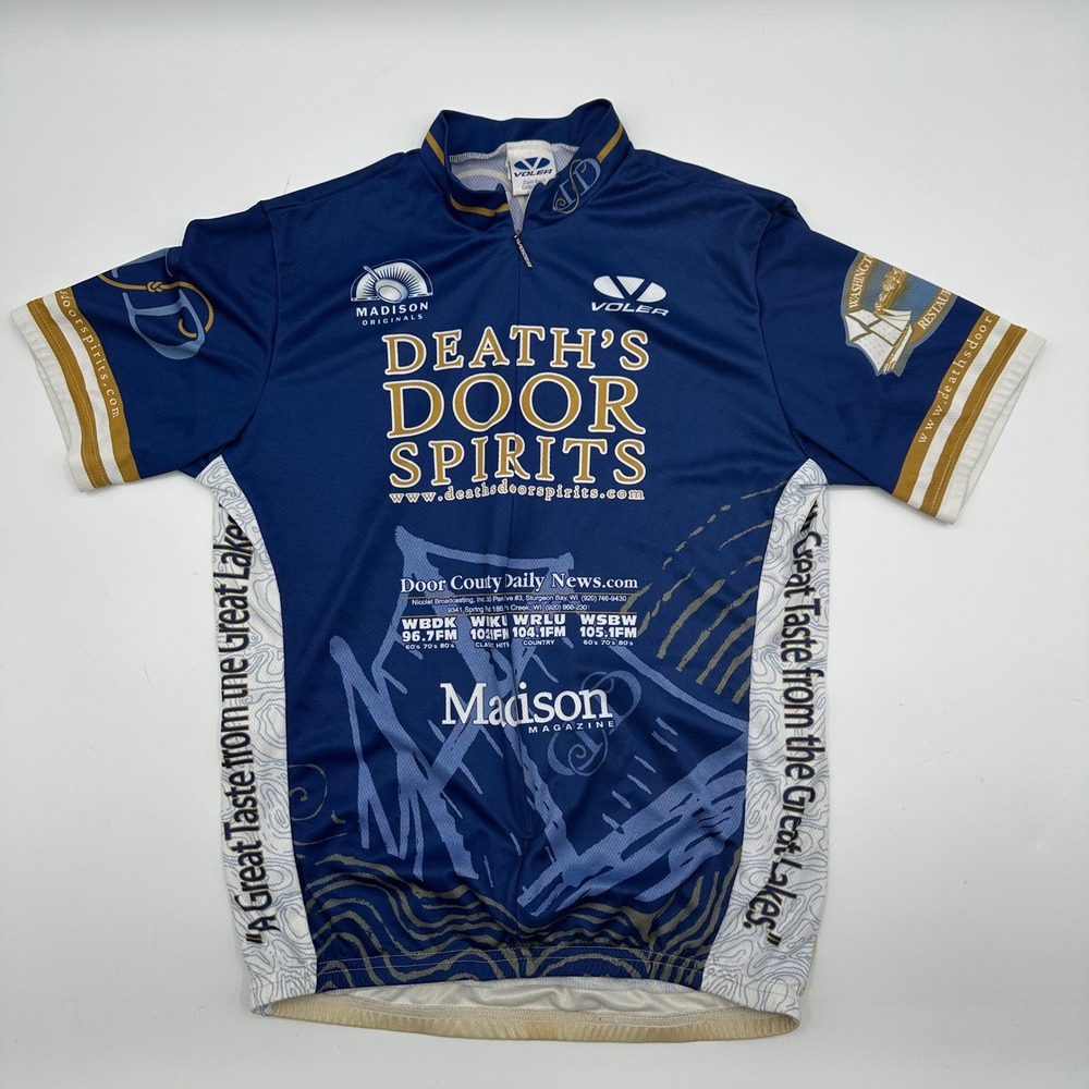 Voler Deaths Door Spirits Cycling Jersey Mens Large Blue Short Sleeve V15252 USA
